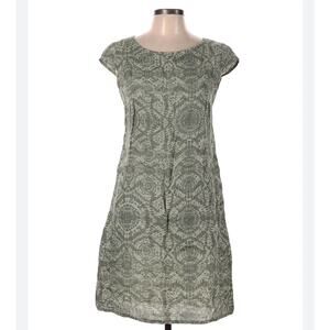 Lina Tomei 100% Linen Printed Olive Dress Size Large